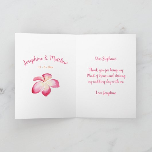 Maid of Honor Bedankt Waterverf Plumeria (Binnen)