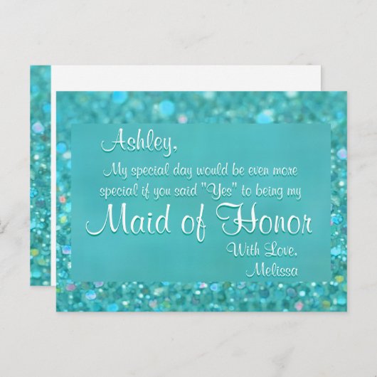 Maid of Honor beroemd gemaakt door Emerald Green Uitnodiging Briefkaart (Voorkant / Achterkant)