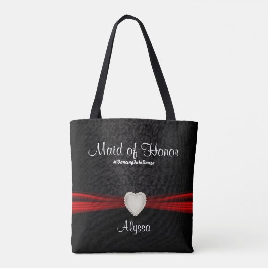 Maid of Honor Black and Red Team Bride Tote Bag (Achterkant)