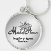 Maid of Honor Black and White Custom Keychains Sleutelhanger (Voorkant)