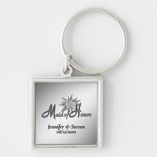 Maid of Honor Black and White Custom Keychains Sleutelhanger (Voorkant)