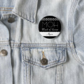 Maid of Honor Black and White Lace Wedding Button (In situ)