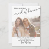 Maid of Honor Black and White Photo proposal card Kaart (Voorkant)