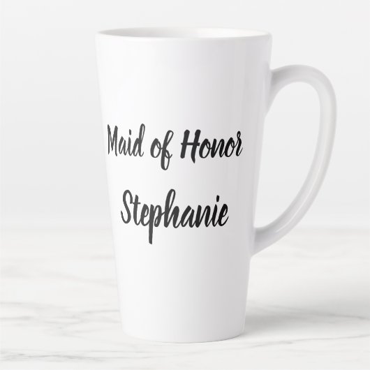 Maid of Honor Black Elegant Script Weddings Latte Mok (Rechts)