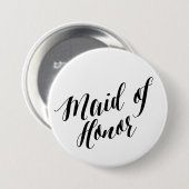 Maid of Honor Black Script Button (Voorkant /achterkant)