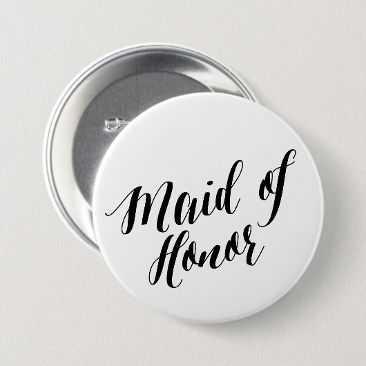 Maid of Honor Black Script Button (Voorkant /achterkant)