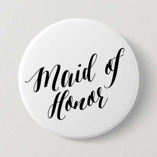 Maid of Honor Black Script Button (Voorkant)