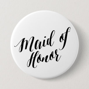 Maid of Honor Black Script Button