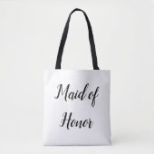 Maid of Honor Black Script Elegant Wedding Tote Bag (Voorkant)