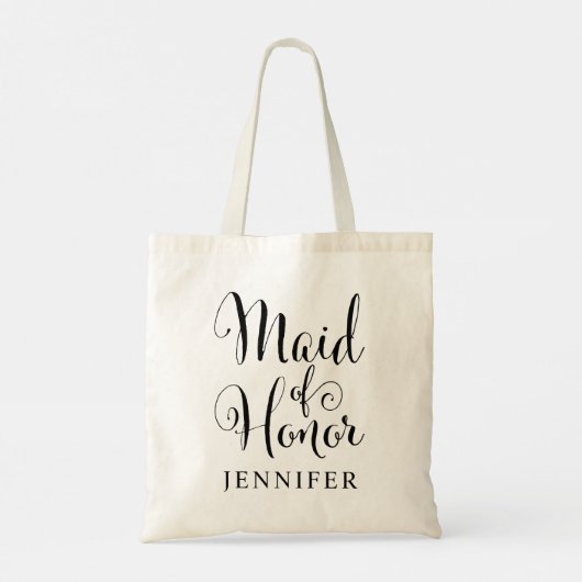 Maid of Honor Black Script Personalized Wedding Tote Bag (Achterkant)