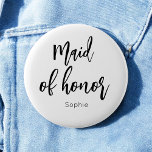 Maid of Honor Black White Wedding Button<br><div class="desc">Maid of Honor Wedding Button in Black and White for Wedding,  Bridal Party,  Vrijgezellenfeest,  Bachelorette Party. Bekijk meer producten met dit ontwerp in het collectie hieronder.</div>