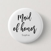 Maid of Honor Black White Wedding Button (Voorkant)