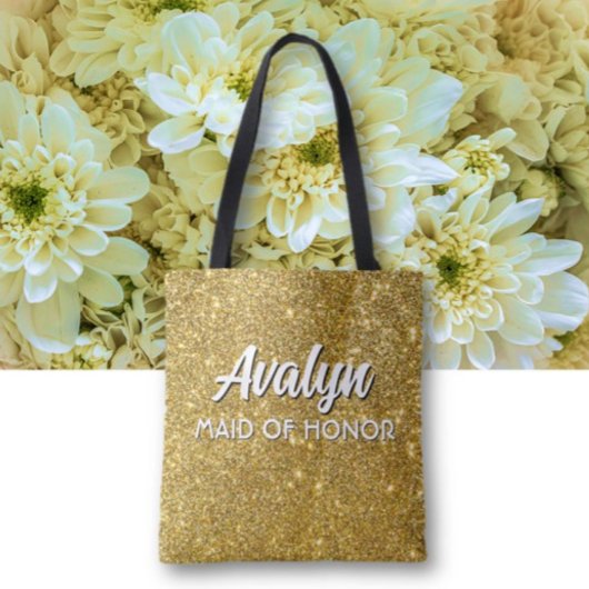 Maid of honor Bling! Custom cute Wedding attendant Tote Bag