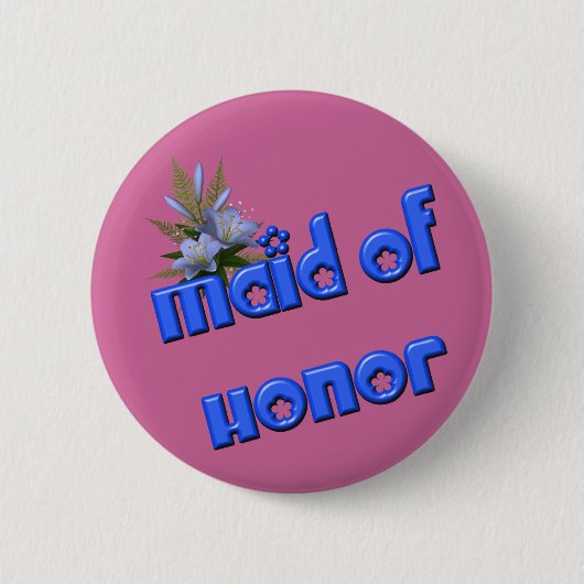 Maid of Honor Bloem Boeket Button Pin (Voorkant)
