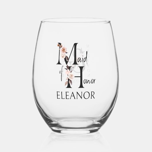 Maid of Honor Bloemenbrief Bruidsfeest Bruiloft Wijnglas Zonder Voet (Voorkant)