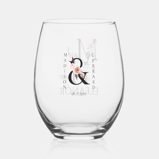 Maid of Honor Bloemenbrief Bruidsfeest Bruiloft Wijnglas Zonder Voet (Achterkant)