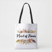 Maid of Honor Bourgondië Floral herfst herfst brui Tote Bag (Voorkant)