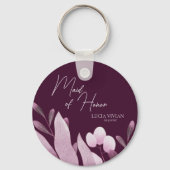 Maid of Honor Bourgondië Grote bladeren Bruiloft G Sleutelhanger (Voorkant)