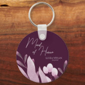 Maid of Honor Bourgondië Grote bladeren Bruiloft G Sleutelhanger (Voorkant)