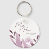 Maid of Honor Bourgondië Grote bladeren Bruiloft G Sleutelhanger (Voorkant)