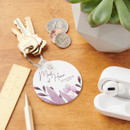 Maid of Honor Bourgondië Grote bladeren Bruiloft G Sleutelhanger