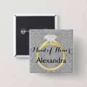 Maid of Honor Bridal Wedding Party - Gepersonalise Vierkante Button 5,1 Cm (Voorkant /achterkant)