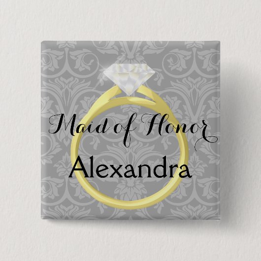Maid of Honor Bridal Wedding Party - Gepersonalise Vierkante Button 5,1 Cm (Voorkant)