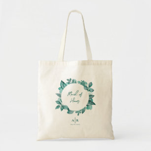 Maid of Honor, Bridesmaid, Blauwgroen Grieks huwel Tote Bag
