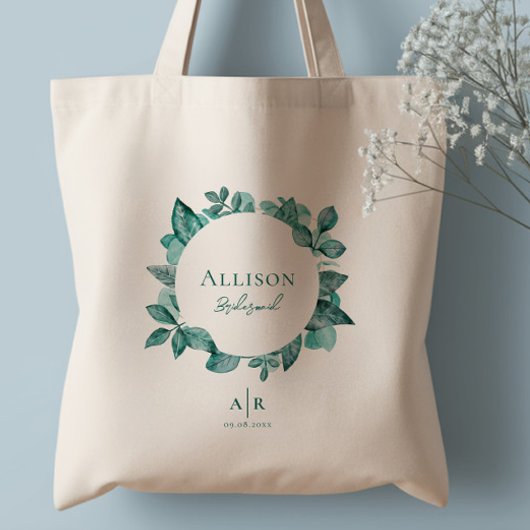 Maid of Honor, Bridesmaid, Blauwgroen Grieks huwel Tote Bag