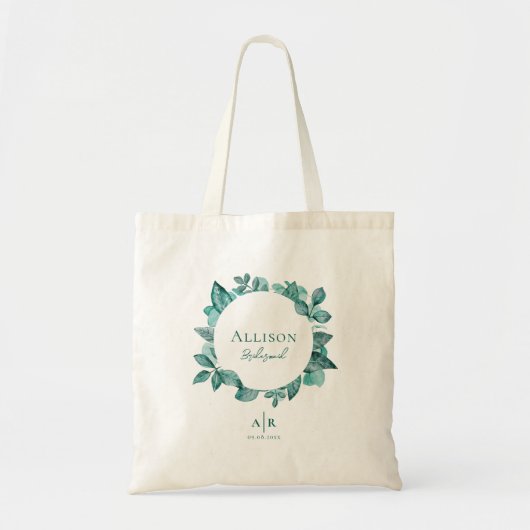 Maid of Honor, Bridesmaid, Blauwgroen Grieks huwel Tote Bag (Voorkant)