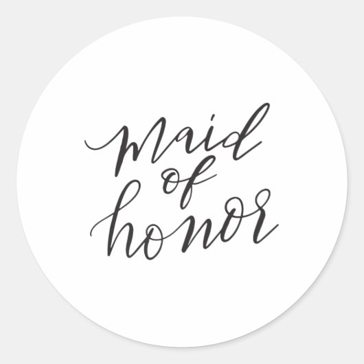 Maid of Honor Bruid Bruid Bruidsschat Bruidegom Bl Ronde Sticker (Voorkant)