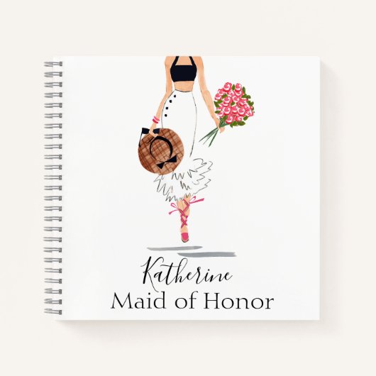 Maid of Honor Bruidsmeisje Chic Mode Stijlvol Notitieboek (Voorkant)