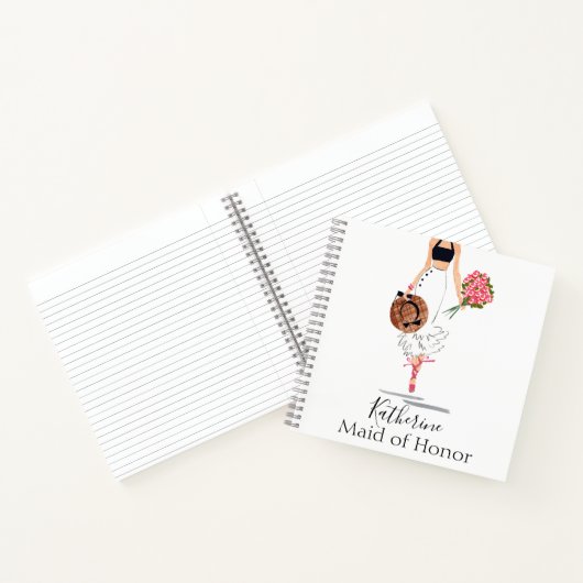 Maid of Honor Bruidsmeisje Chic Mode Stijlvol Notitieboek (Binnen)