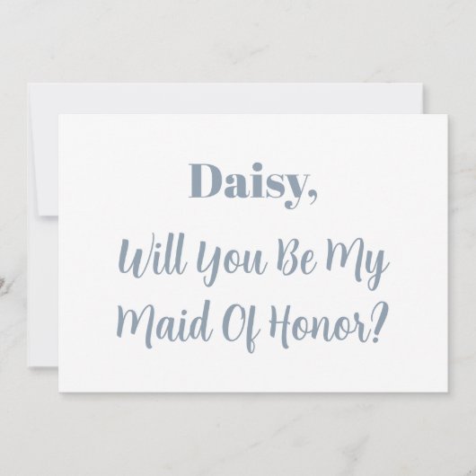 Maid of Honor Bruidsmeisje Dusty Blue Cool Bruilof Kaart (Voorkant)