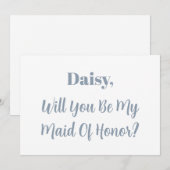 Maid of Honor Bruidsmeisje Dusty Blue Cool Bruilof Kaart (Voorkant / Achterkant)