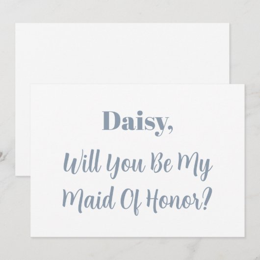 Maid of Honor Bruidsmeisje Dusty Blue Cool Bruilof Kaart (Voorkant / Achterkant)