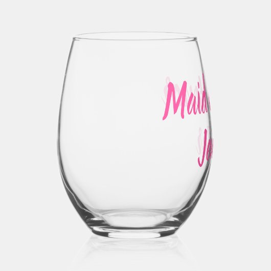 Maid of Honor Bruidsmeisje Roze Bruiloft Wijnglas Zonder Voet (Rechts)