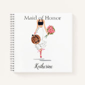 Maid of Honor Bruidsmeisje Stijlvolle Mode Naam Notitieboek (Voorkant)