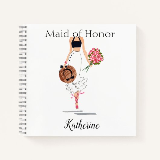 Maid of Honor Bruidsmeisje Stijlvolle Mode Naam Notitieboek (Voorkant)