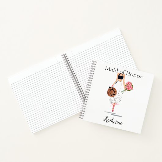 Maid of Honor Bruidsmeisje Stijlvolle Mode Naam Notitieboek (Binnen)