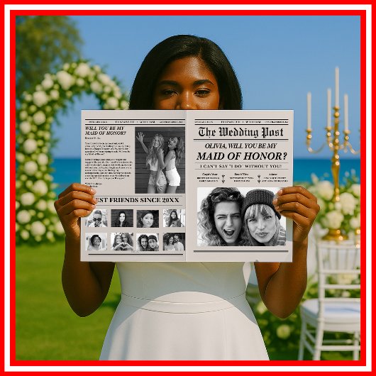 Maid of Honor bruidsmeisje voorstel krant uniek Kaart