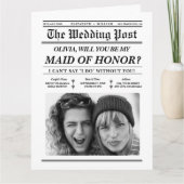 Maid of Honor bruidsmeisje voorstel krant uniek Kaart (Voorkant)