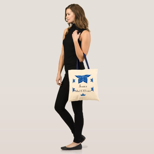Maid of Honor bruiloft blauwe bloem Tote Bag (Voorkant (model))
