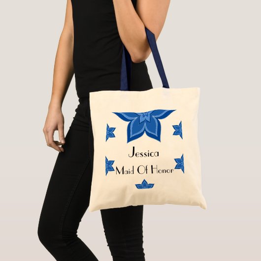Maid of Honor bruiloft blauwe bloem Tote Bag (Voorkant (product))