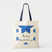 Maid of Honor bruiloft blauwe bloem Tote Bag (Voorkant)