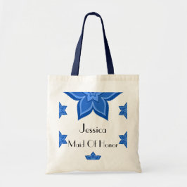 Maid of Honor bruiloft blauwe bloem Tote Bag