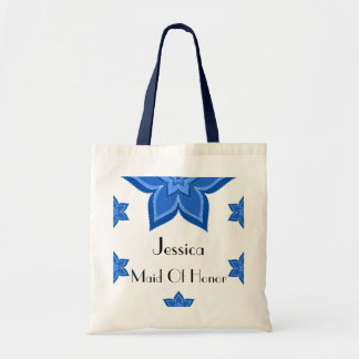 Maid of Honor bruiloft blauwe bloem Tote Bag