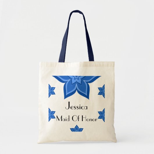 Maid of Honor bruiloft blauwe bloem Tote Bag (Voorkant)