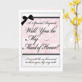 Maid of Honor bruiloft mooie roze rozen harten Kaart (Gele Bloem)