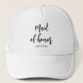 Maid of Honor Bruiloft Zwart Wit Trucker Pet (Voorkant)